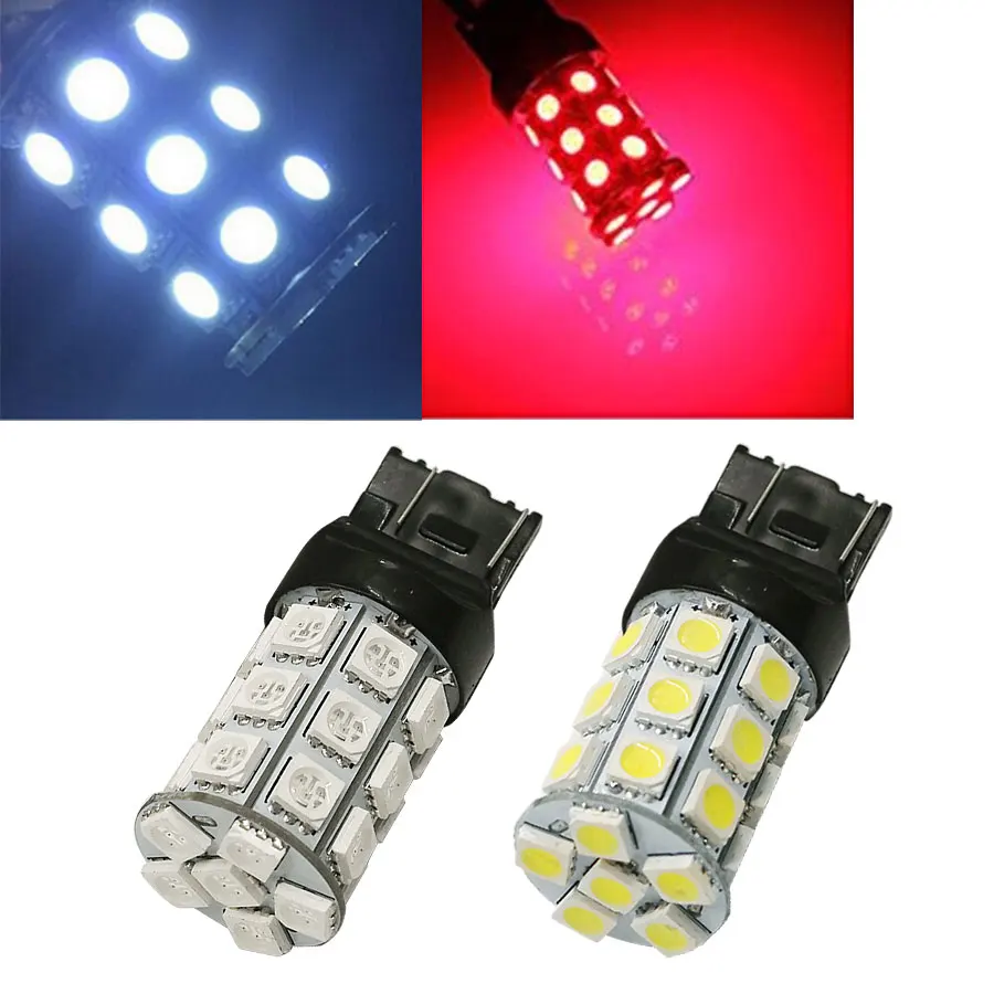 HYZHAUTO 2 шт. T20 W21/5 Вт светодиодный ные Автомобильные фары 7443 5050 27 SMD лампы белого