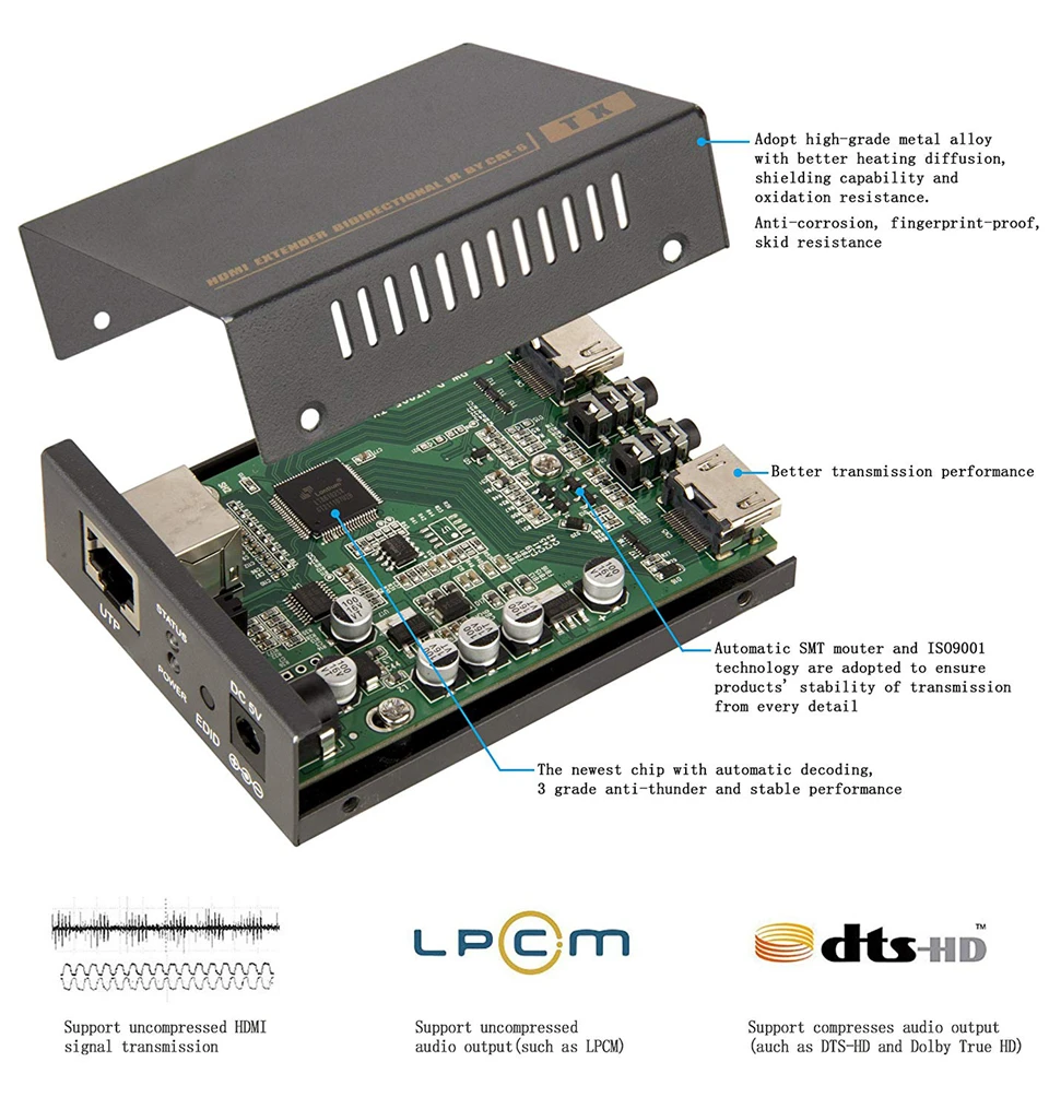 1080P 60m HDMI Extender HDMI Repeater Over Cat6 Cat7 Ethernet Cables With IR Function RJ45 Transmit