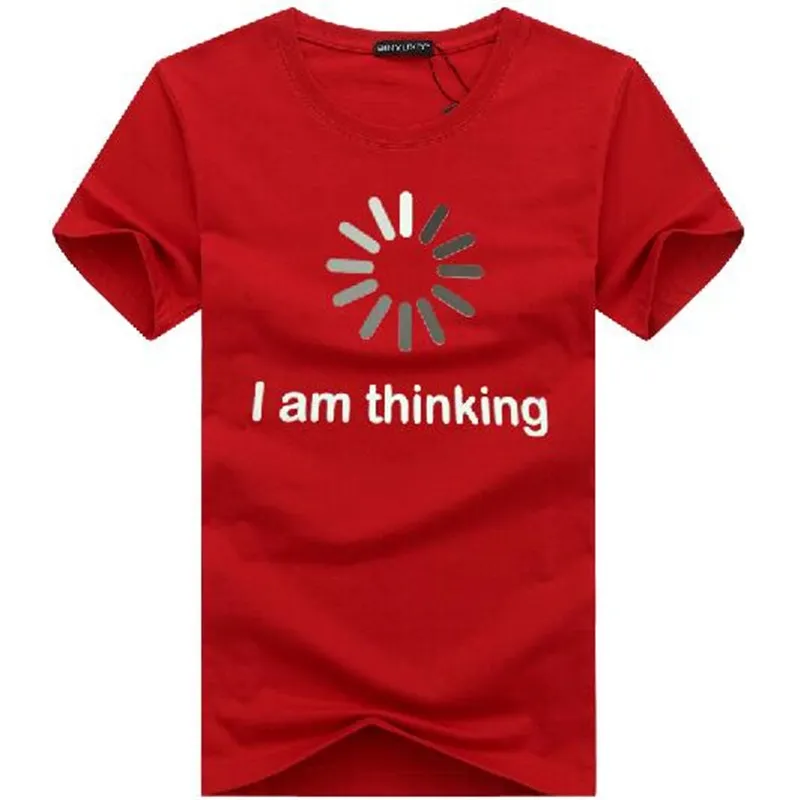 BINYUXD Men's t Shirts Summer Brand Casual O-Neck short sleeve T-shirt mens I'm thinking funny printing Men's Tee Shirts