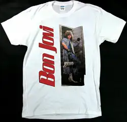 Винтажная 1980's Bon Jovi скользкая, когда мокрый Тур концертная футболка рок футболка