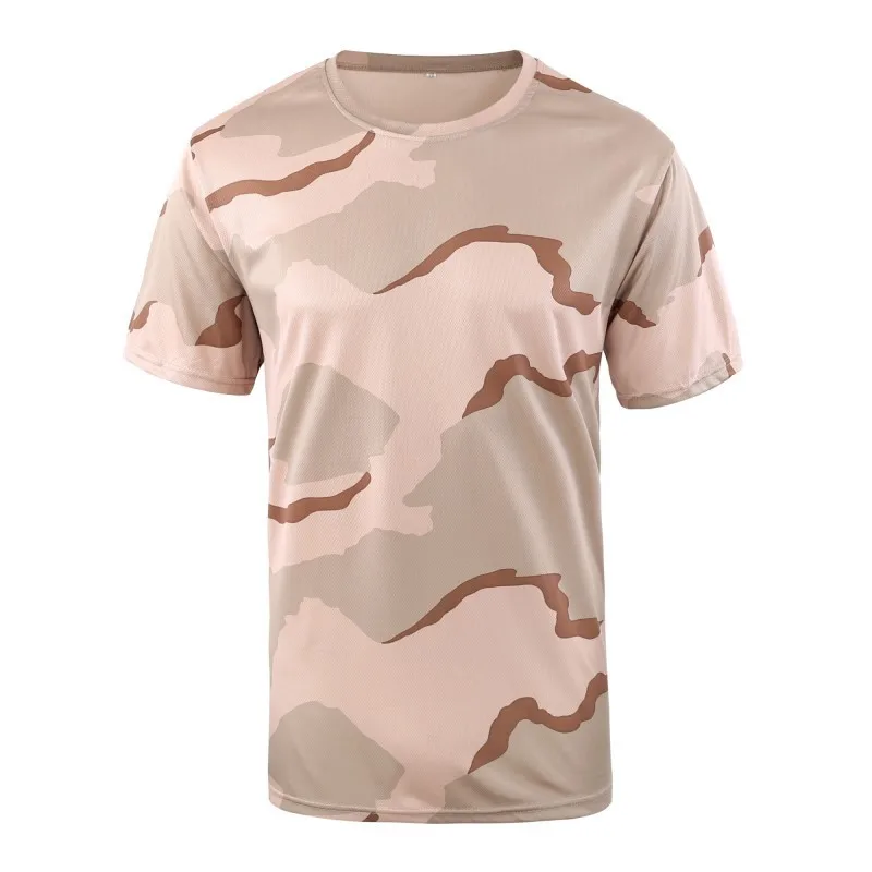 Тактическая тренировочная камуфляжная футболка для мужчин на открытом воздухе с круглым вырезом быстросохнущая одежда мужской боевой походный спортивный топ для велоспорта