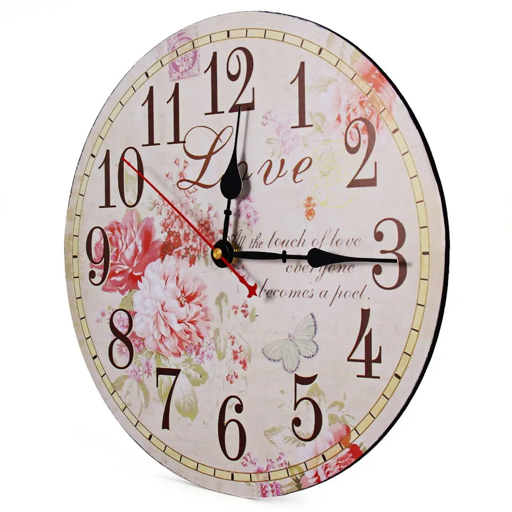 flower print vintage wooden decorative wall clock free flower print vintage wooden decorative wall clock free