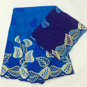 

Latest 100% cotton triple-colors huge leaves design 5+2 yards Swiss Voile Lace FAS56 Great quality Free shipping Lace Fabric