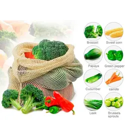 Для кухни Экологически чистая моющаяся фруктовая косметичка многоразовые с кулиской овощи сумки для хранения 9 шт./упак. хлопок сетка