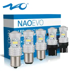 NAO P21W led PY21W BA15S BAU15S T20 P21/5 Вт включить стоп-сигнал 1400lm W21 5 Вт W21W 7440 7443 Белый Красный Янтарный 12v 3020 чип-диод лампочка светодиодное освещение