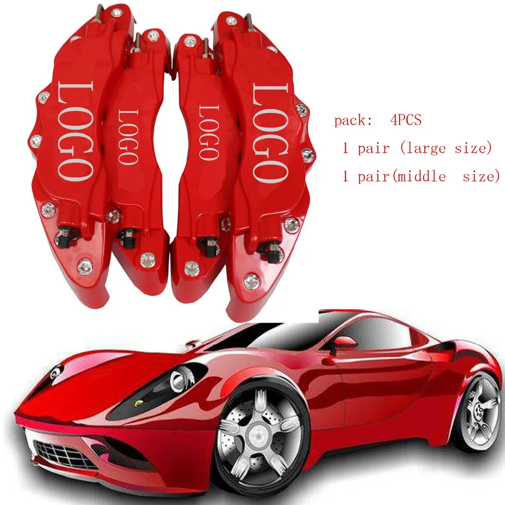 

HAPPY FISH High quality New type 4PCS 3D Disc Brake Caliper Cover Front & Rear large size + middle size