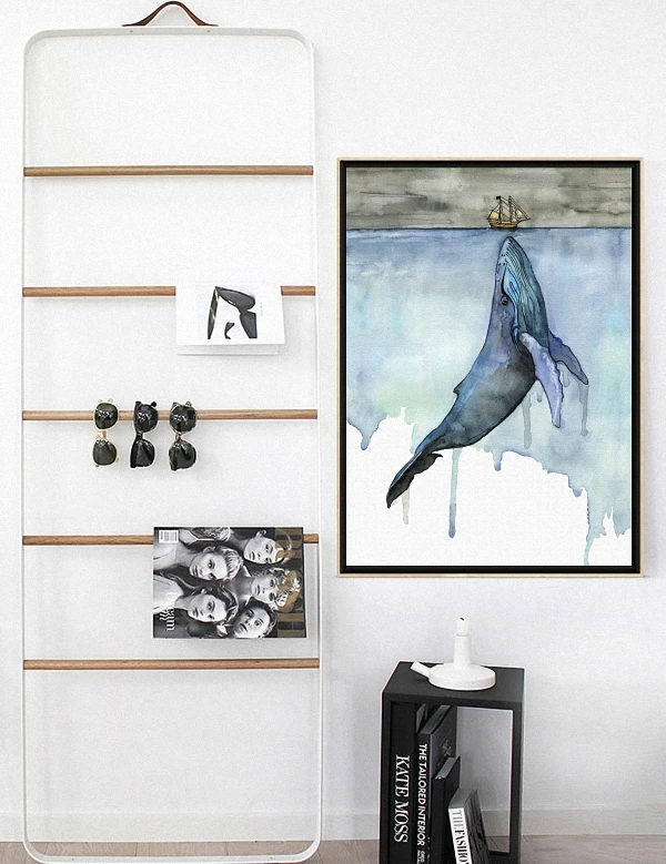 Морские животные Скандинавский современный простой стиль КИТ постер лодка холст настенные украшения дома комбинированный плакат