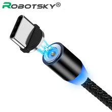 Светодиодный магнитный кабель Micro usb type C, кабель для зарядки 2.1A, кабель для быстрой зарядки телефона, код зарядного устройства для samsung, huawei, Xiaomi, USB-C, кабели