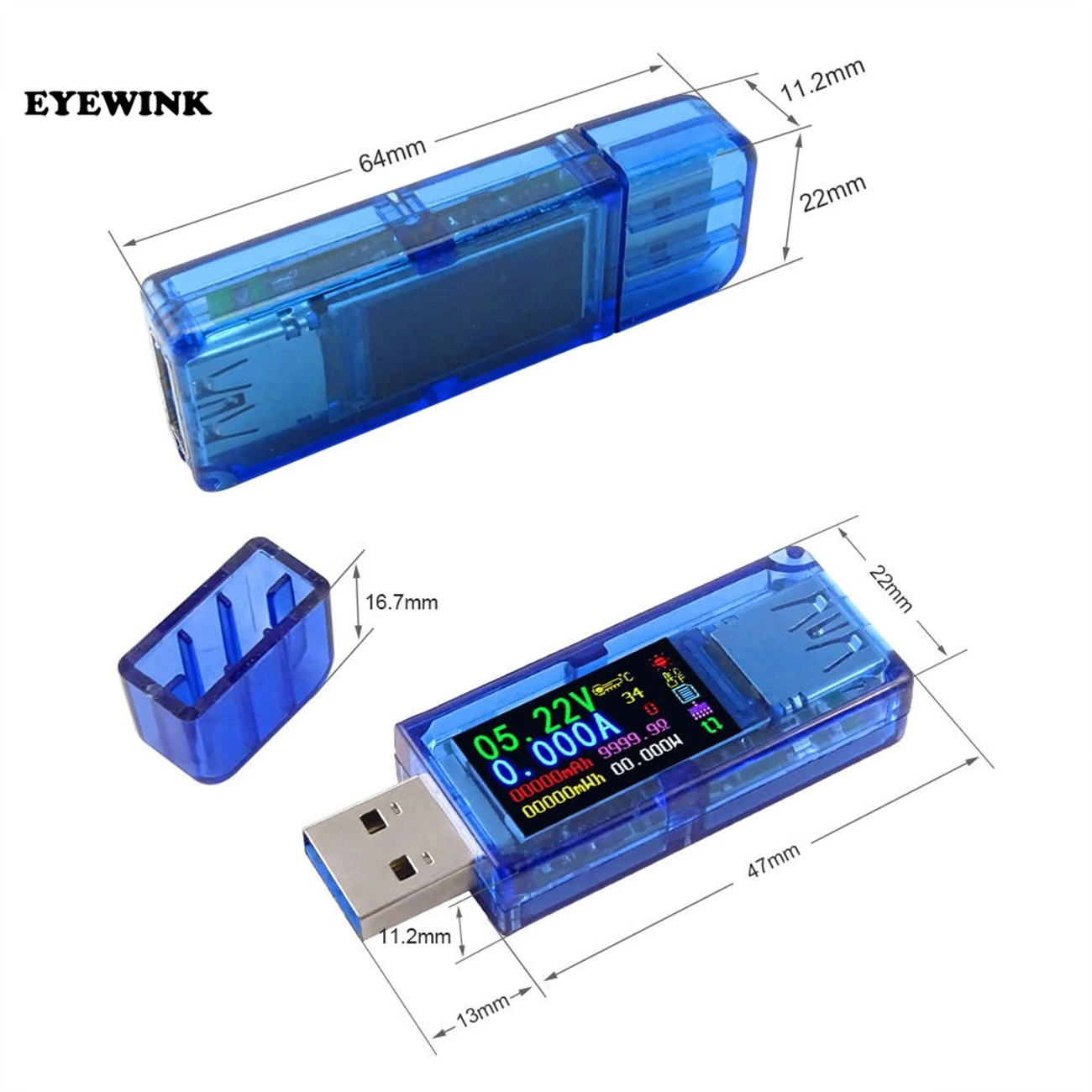 AT34 USB 3 0 цветной ЖК Вольтметр Амперметр измеритель напряжения тока мультиметр