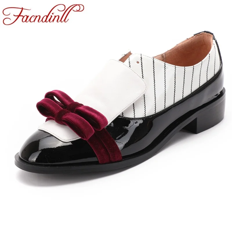 

FACNDINLL new arrival women pumps genuine cow leather autumn spring square med heels shoes woman dress casual shoes pumps 34-39