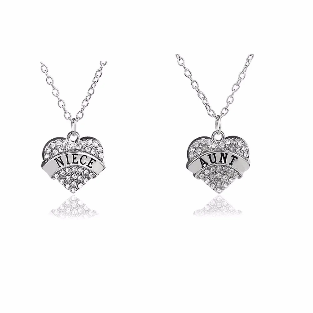 aunt and niece heart necklace