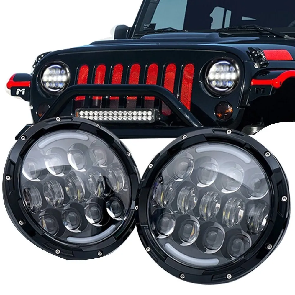 

2PCS For Lada 4x4 urban Niva 105W 7Inch JEEP LED Headlight with White/amber Turn Signal DRL for Jeep Wrangler Jk Tj Hummer H1 H2