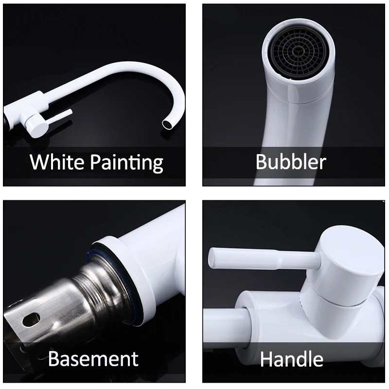 quyanre wanfan gappo matte black white stainless steel kitchen sink faucet single handle mixer tap 360 rotation kitchen faucet4