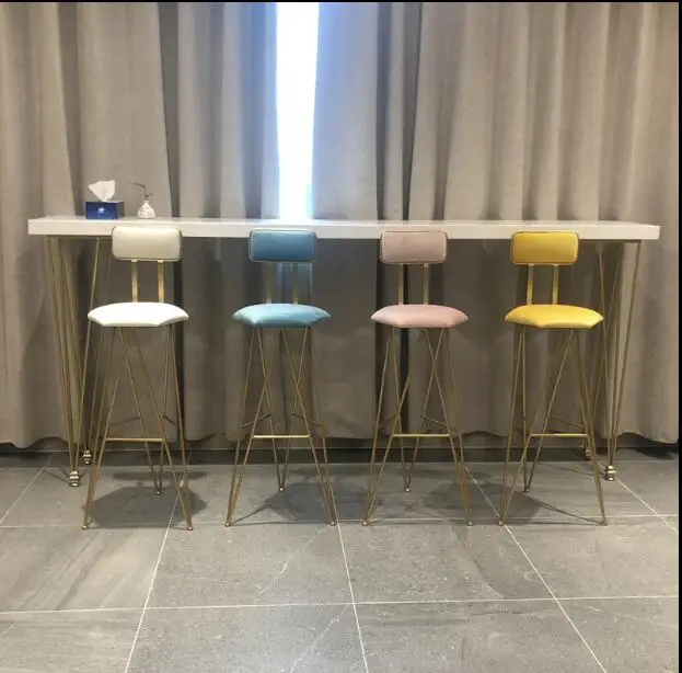 Internet Red Bar Chair Bar Stand Nordic Household Iron Art Backrest Chair Simple Modern Front Desk High Chair