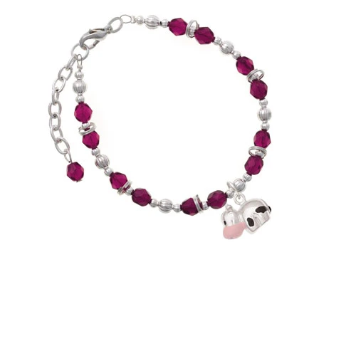 Spotted Cow Magenta Beaded Bracelet