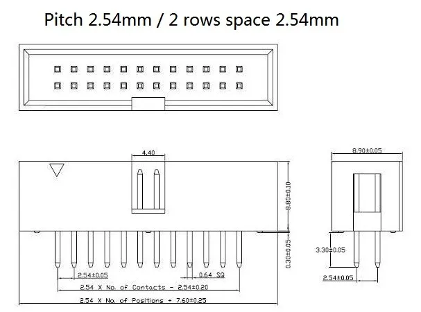 Box Header 2.54 Drawing