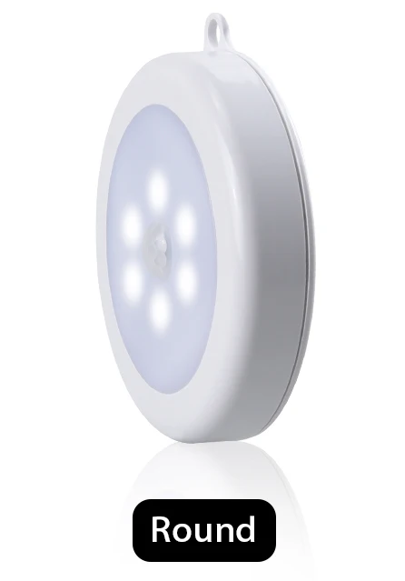 Foxcncar светодиодная подсветка под шкаф PIR датчик движения светильник беспроводной шкаф освещение для шкафа светодиодный светильник для кухни светодиодный Armario - Цвет: Round