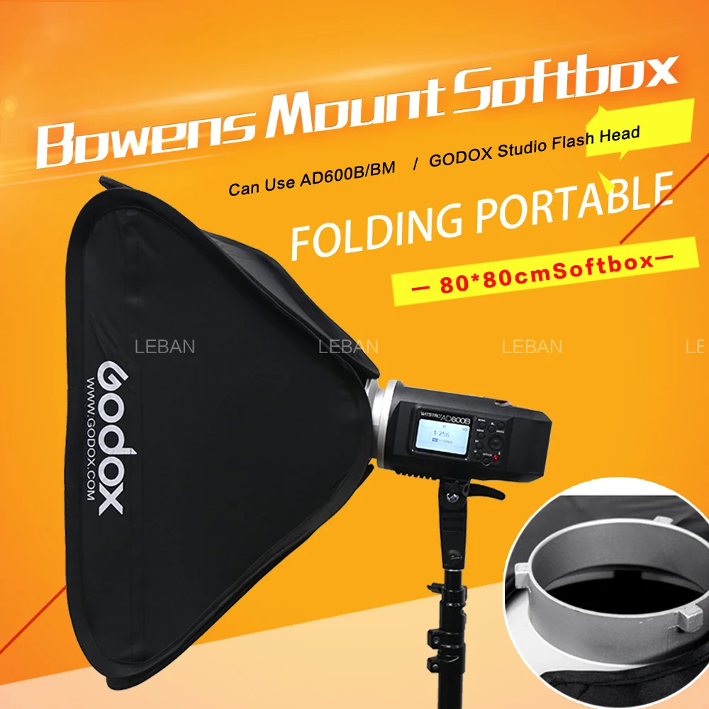 Godox AD600BM/B софтбокс 80x80 см 31," x 31,5" складной портативный софтбокс Bowens Mount Studio Flash Strobe Light