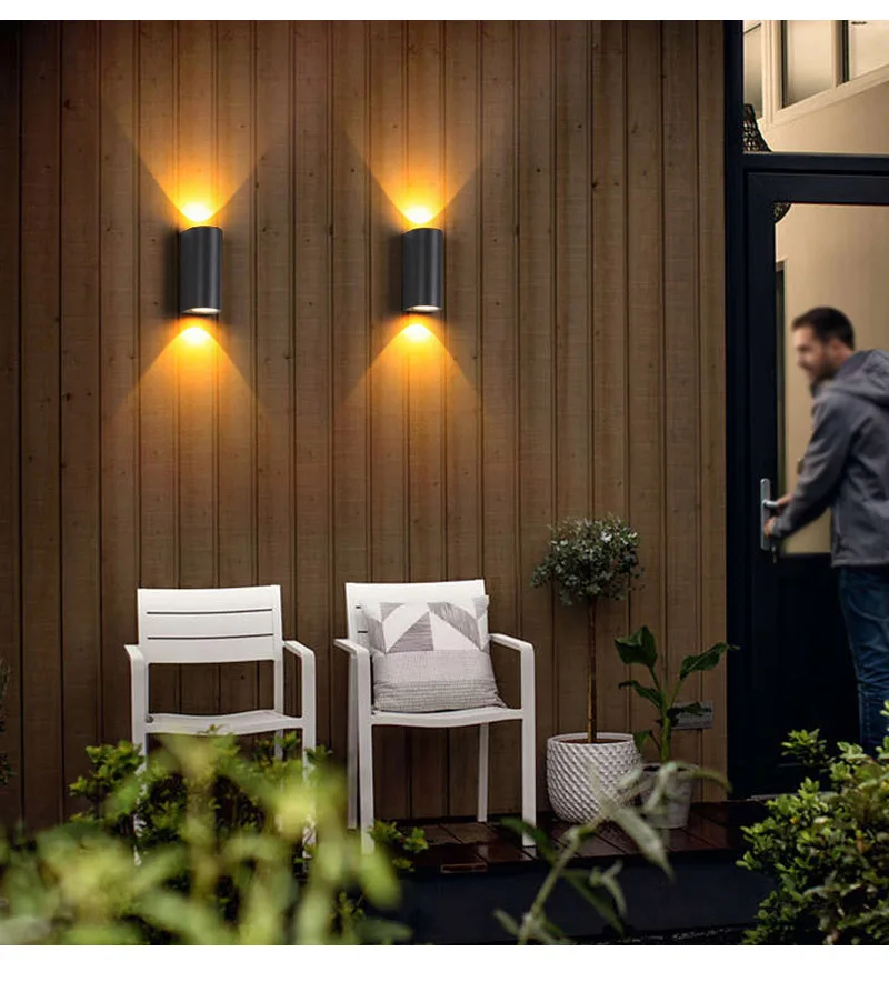 Preto ao ar Lâmpada de Parede Exterior à Prova Água para Casa Led Livre Dwaterproof Fora Varanda Portão Jardim 220 v 110 Luz Ip44 18 Cheap Luminárias de parede externas