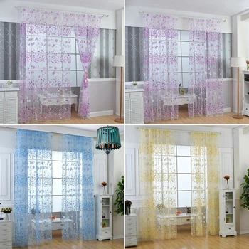 

Country Style Small Floral Tulle Curtain Material Polyester Decorative Bedroom Window Color Fresh
