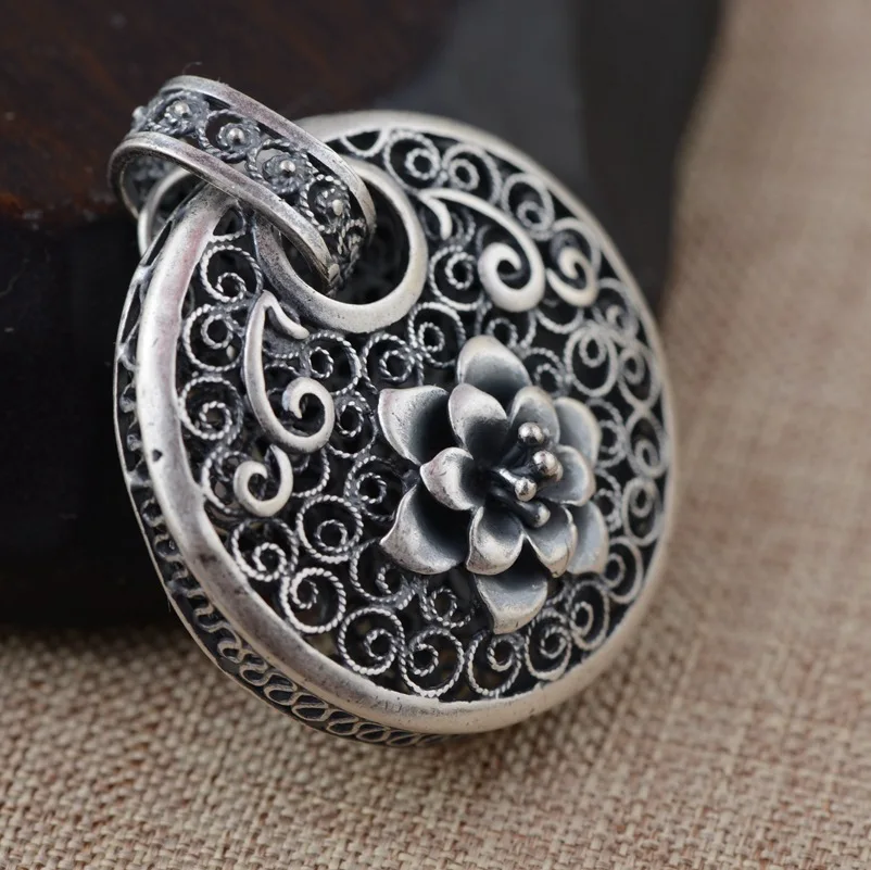 S990 Sterling Silver Filigree pendants wholesale silver process female