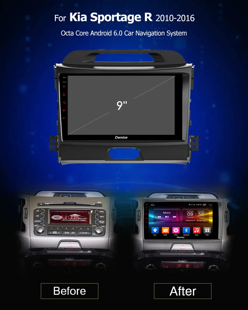 Cheap Ownice c500+ Android 8.1 For Kia Sportage R 2010-2016 Car DVD Player 2G RAM 4G LTE WIFI BT GPS map Radio DVR camera TPMS OBD2 TV 0