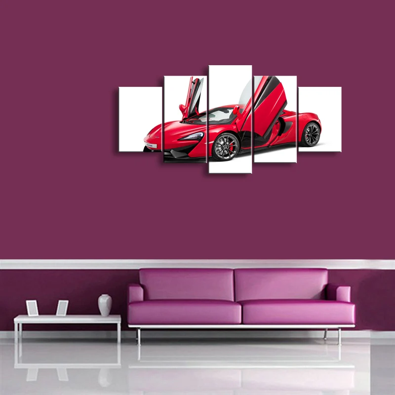 5 pieces high-definition print sports car canvas oil painting poster and wall art living room picture C5-10 (5)