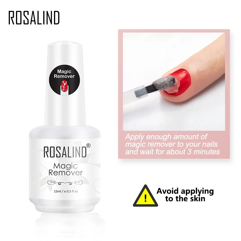 ROSALIND Nail Gel Polish Magic Remover For Manicure Fast Clean Within 2-3 MINS UV Gel Nail Polish Remove Base Top Coat