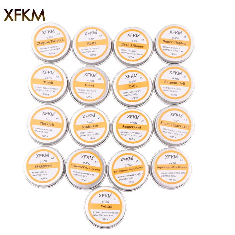 XFKM 10 шт./лот Prebuilt Coil Clapton витая Juggernaut лестница Alien wave нагревательная проволока