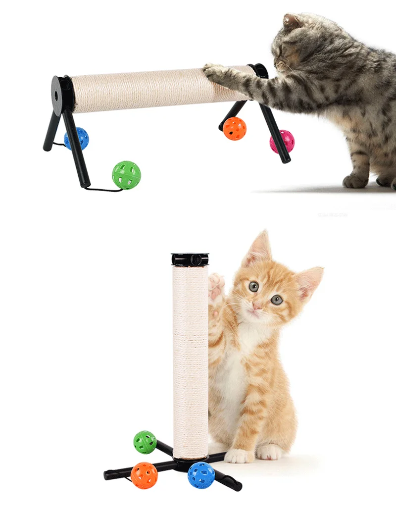 

Pet Scratching Post Cat Toy with Bell Balls Grind Claws Multi-function Sisal PVC Mouse Play DIY Furniture house Pet Accessory