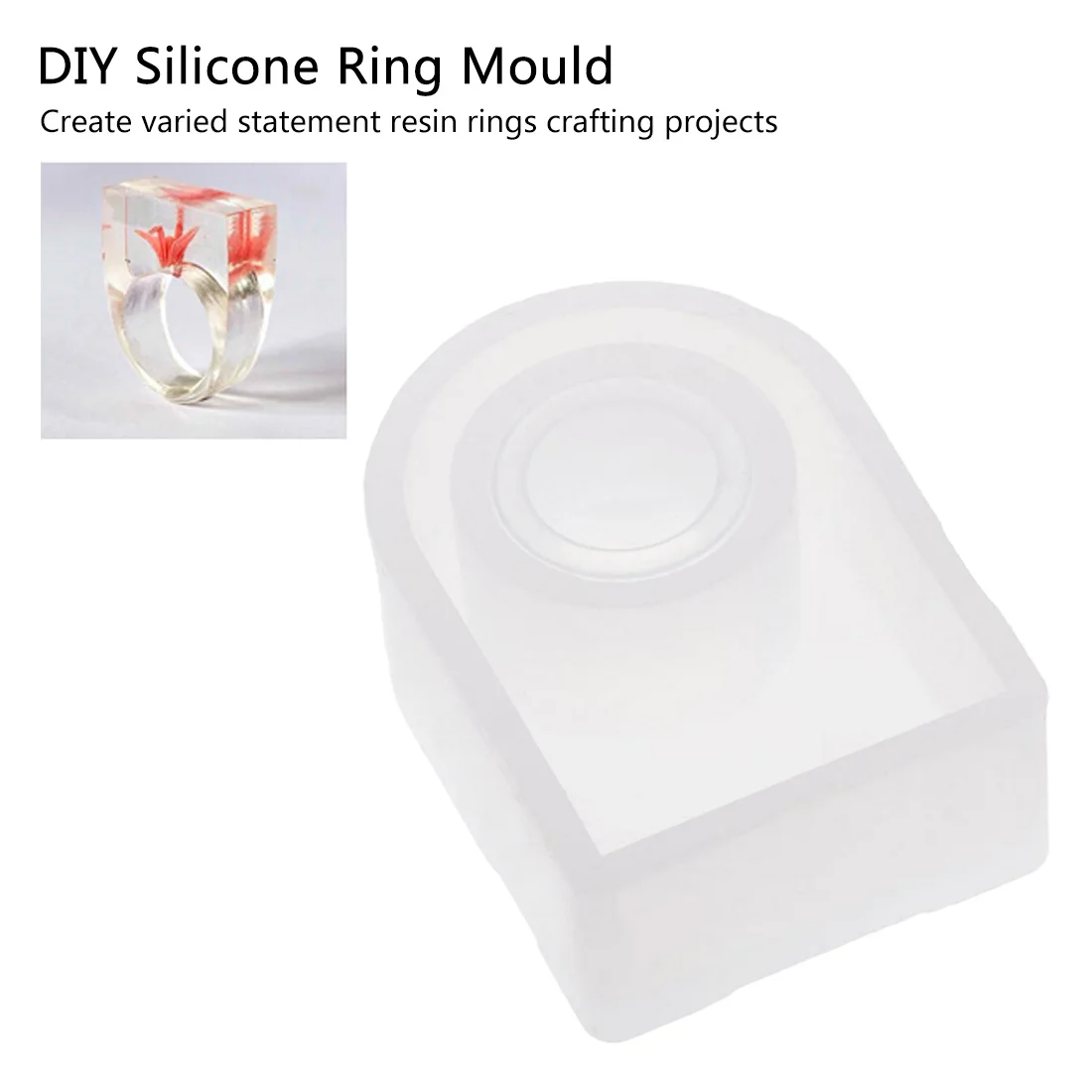 

1PCS Square Head Ring Silicone Mold Full Transparent Silicone DIY Manual Epoxy AB Rubber Ring Silicone Concrete Mold