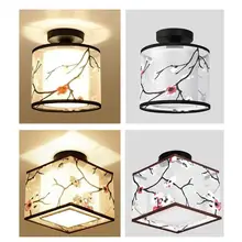 

Modern New Ceiling Light Round Shape Fabric Shade Ceiling Lamp Chinese Traditional Style Bedroom Living Room Home Lighting S3