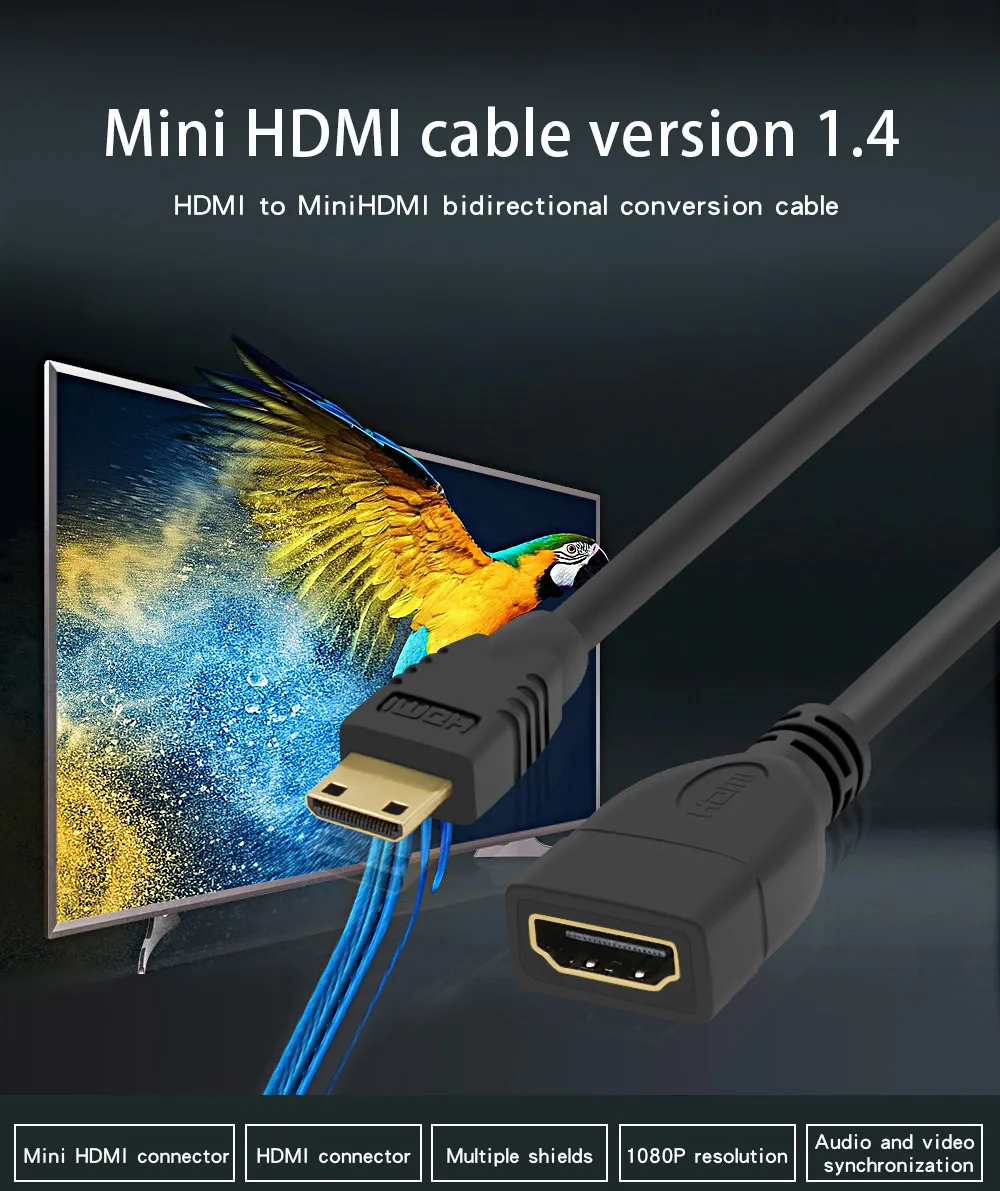 Hdmi к micro hdmi кабель адаптер Fll HD 1080p штекер к женскому кабелю mini hdmi кабель мужской женский для камеры ТВ компьютера