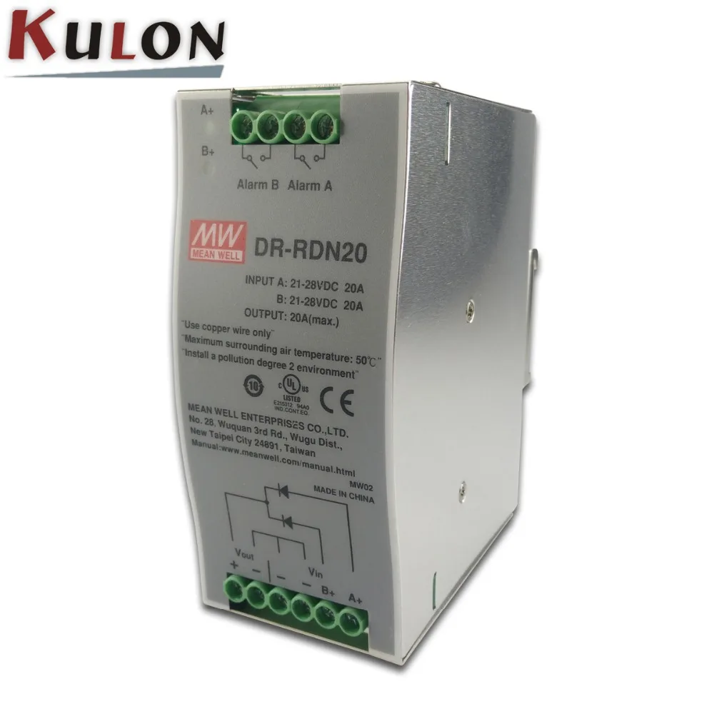 

Original MEAN WELL DR-RDN20 20A Din rail mounted Power Supply redundancy module reverse voltage 30V