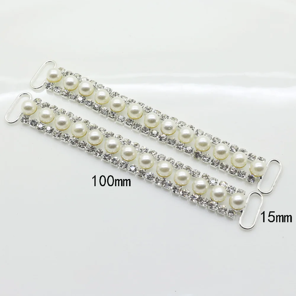 

Special offer 10pc 100MM lvory pearl Chain Connectors Bikini Buckle Metal Rhinestone Bikini connestors/buckles Free shipping