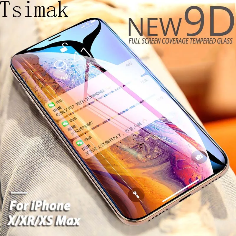 9D закаленное стекло для iPhone 7 8 Plus 6s 6 X XR XS 11 Pro Max Защитная пленка для экрана 6D полное покрытие клей стеклянная пленка