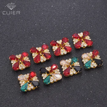 

50pcs/lot 18mm Exquisite Christmas decoration rhinestone flatback buttons appliques for bridal DIY decorations patches sewing