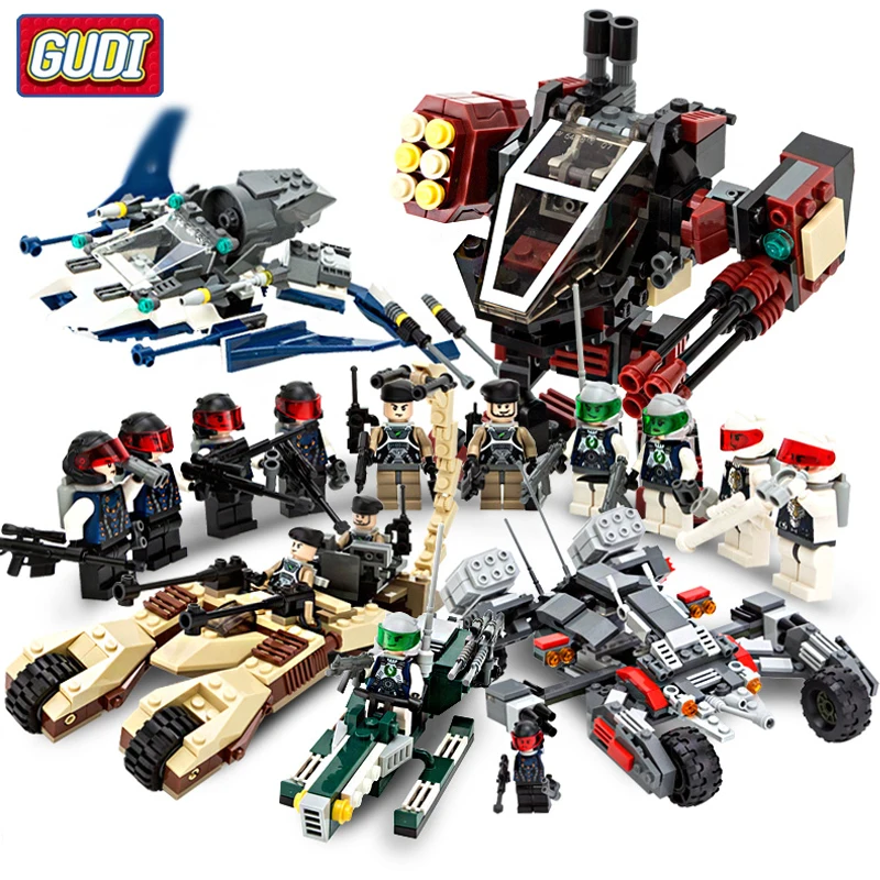 

GUDI 8 Style Earth Border Educational Building Blocks Fighter Tank Robot Model Compatible Legoes Bricks Toy For Children Gift