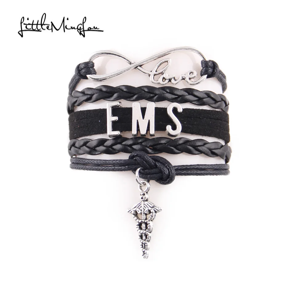 Little Minglou 2 Colors Infinity Love Ems Bracelet Medical Charm Little Minglou 2 Colors Infinity Love Ems Bracelet Medical Charm Leather Wrap Men Bracelets Bangles For Women Jewelry In From