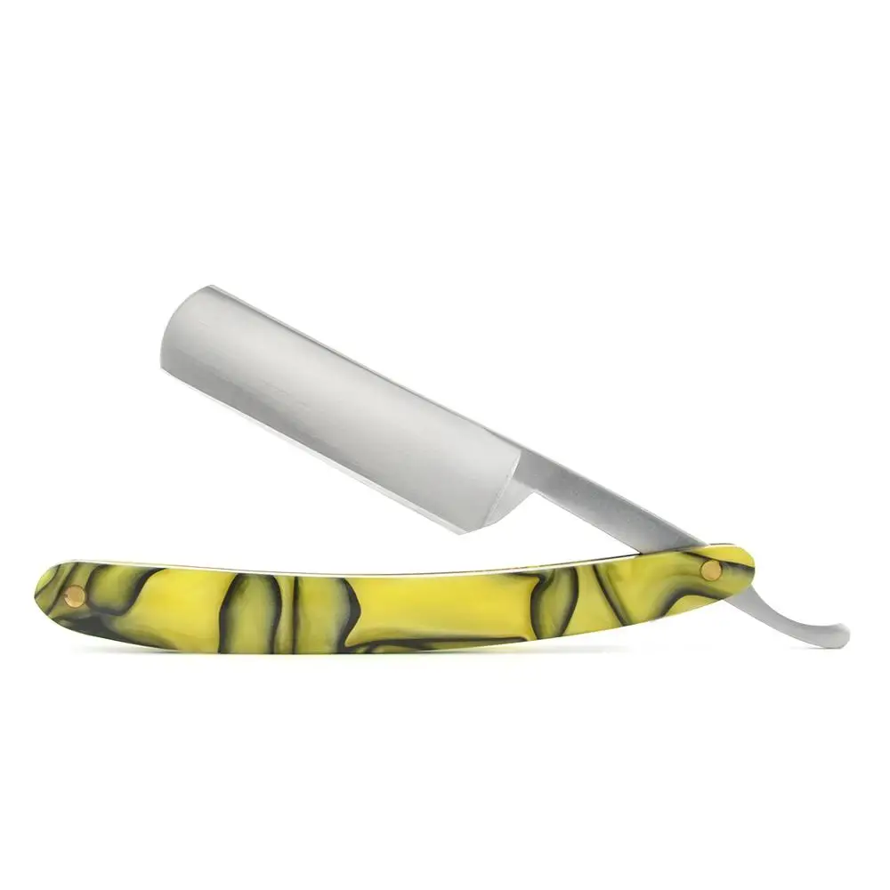 Grandslam 420 бритва для бритья из нержавеющей стали с прямым краем, Парикмахерская, складной нож, Винтажный Мужской инструмент для бритья бороды - Цвет: Yellow Black One
