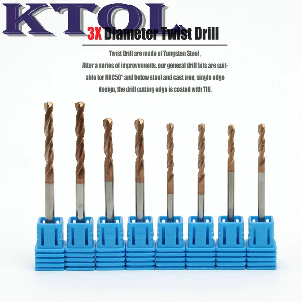 

5.1-6MM Titanium Carbide Drill Bits for Iron 5D HRC50 Twist Tungsten Steel Metal Hole Drills Cutter Milling CNC Machine Tool Set