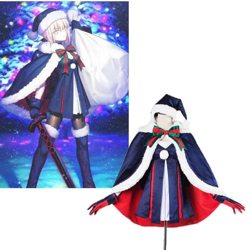 FGO Fate Grand Order Black Saber Arturia Pendragon Cos Christmas Ver
