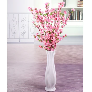

Peach Artificial Cherry Spring Plum Peach Blossom Branch Silk Flower Tree For Wedding Party Decors flowers bouquet for New Home