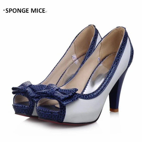 

Large Size 35-43 Brand New Women's Shoes Bow Sexy High-Heeled Sandals Waterproof Fish Head Pumps Shoes For Women #6064