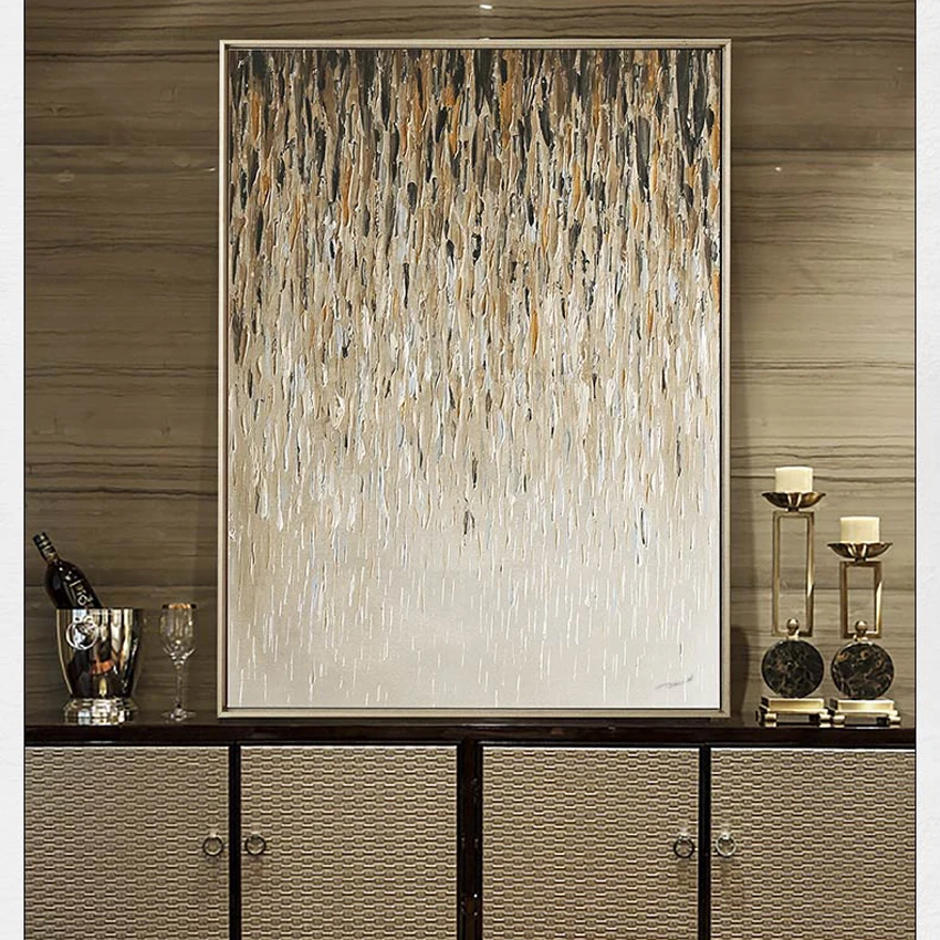 Unique-gift-100-Artist-handmade-Abstract-Golden-rainy-Oil-Painting-on-Canvas-Handmade-wall-art-picture (1)