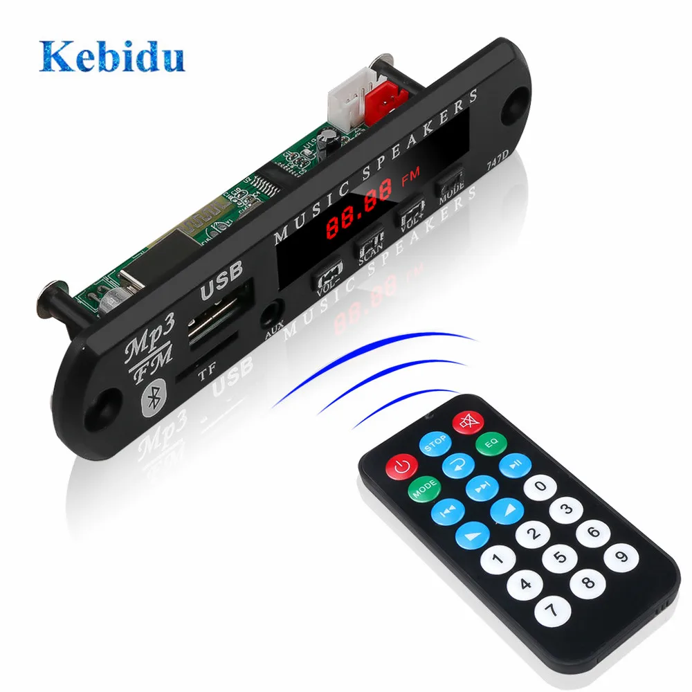 

KEBIDU Bluetooth MP3 decoder board MP3 card reader MP3 Bluetooth module audio accessories Handsfree with MIC FM TF USB AUX