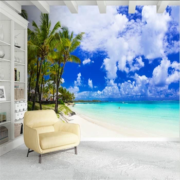 

Custom Wallpaper Murals Beach 3D Wall Murals Scenery Environment Friendly Bedroom Restaurant TV Background Living Room Kitchen