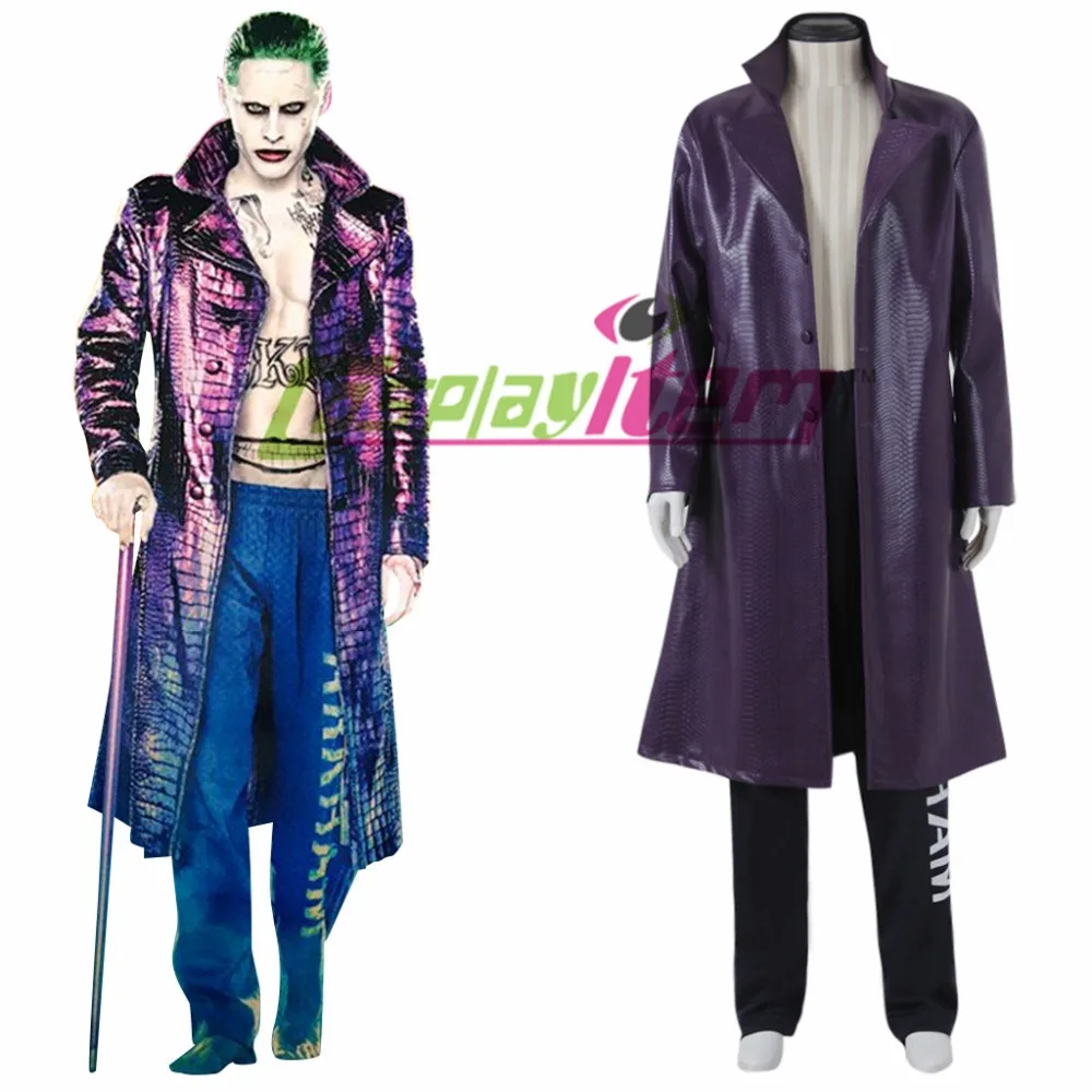 Custom Made Batman Vs.Suicide Squad Joker Outfit Costume Purple Trench
