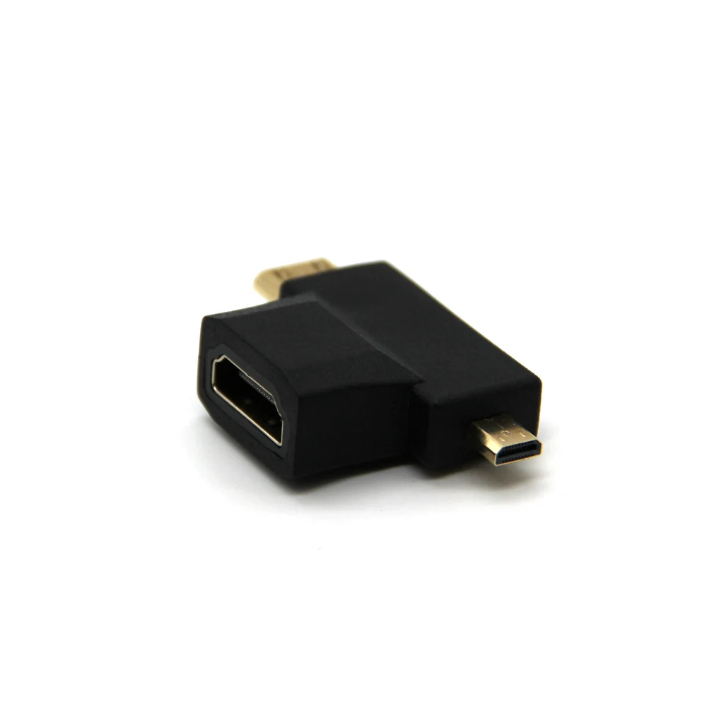 Адаптер 2 в 1 с Mini HDMI папа + Micro на мама конвертер 90 градусов для планшета ноутбука