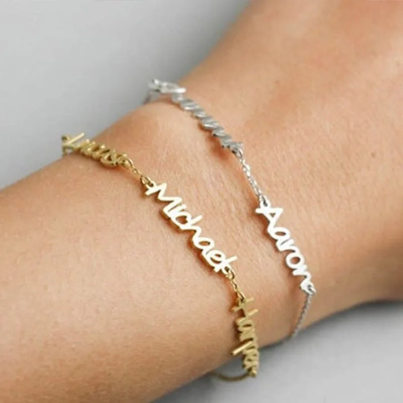 

Custom Name Bracelet Personalized 3 Names Bracelet Gold Chain Name Jewelry For Family Lovers Stainless Steel Bijoux Femme